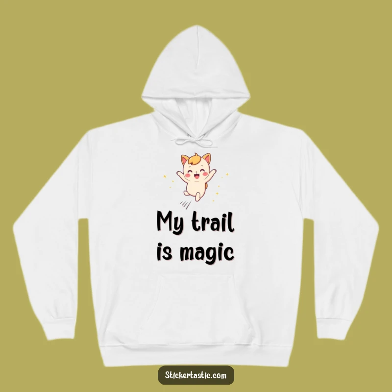 Funny Leaping Character Hoodie: Cozy Sparkly Trails Apparel, Fun Gift