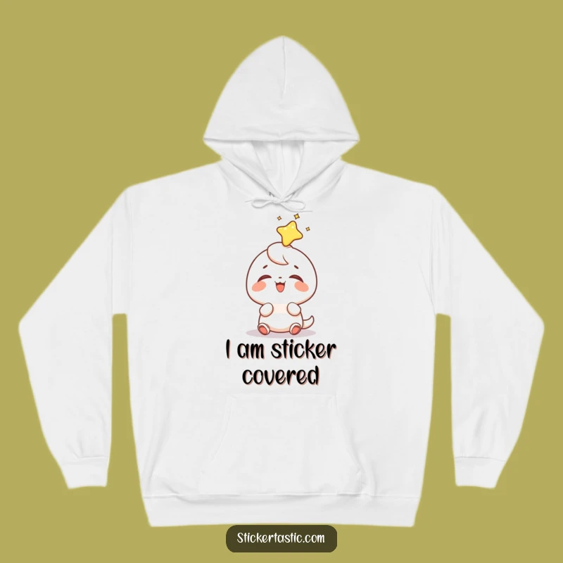 Funny Sticker Head Hoodie: Cozy Comfort with a Character Loving a Sticker, Ultimate Funny Gift