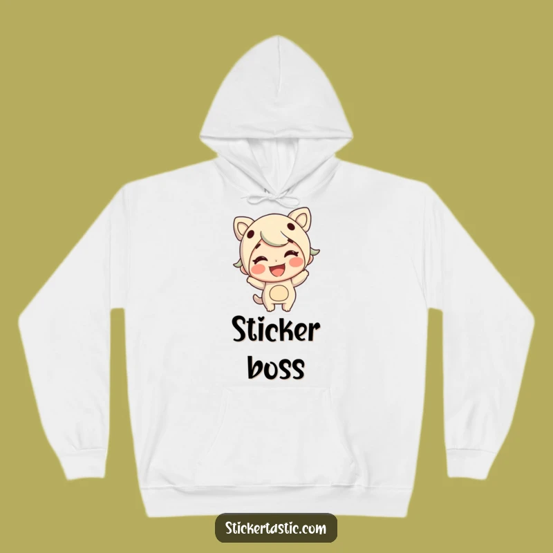 Cozy Funny Sticker Character Hoodie: Warm Grinning Comfort, Ultimate Gift