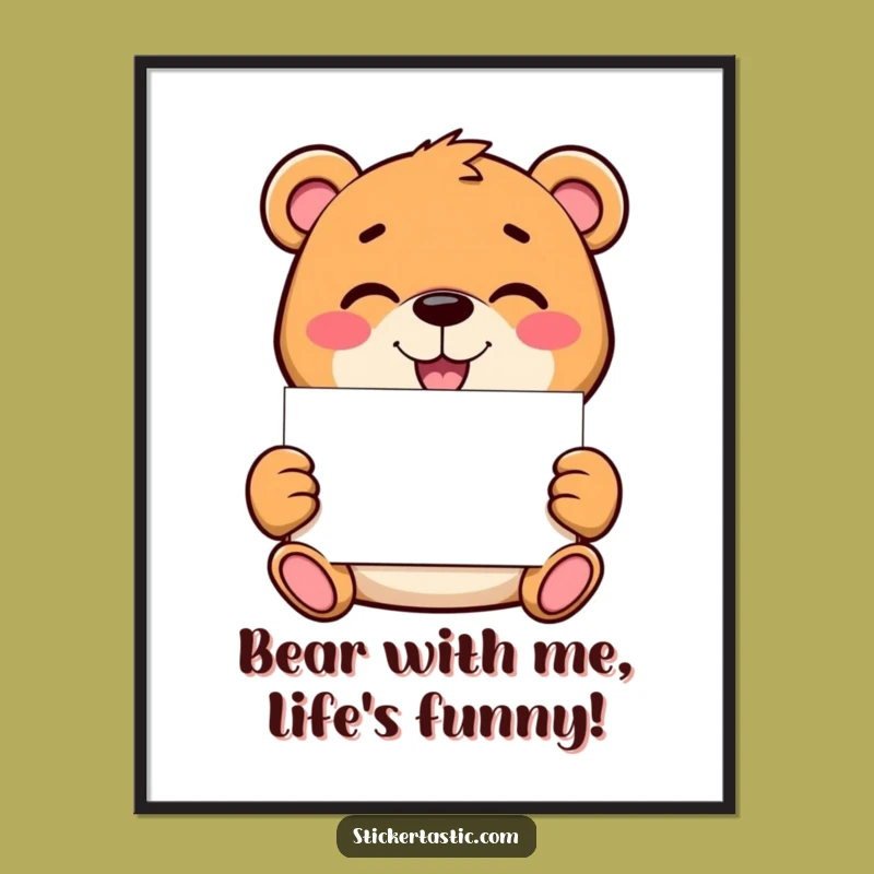Funny Free Printable Wall Art: Mischievous Bear Sticker Holder, Quirky Decor
