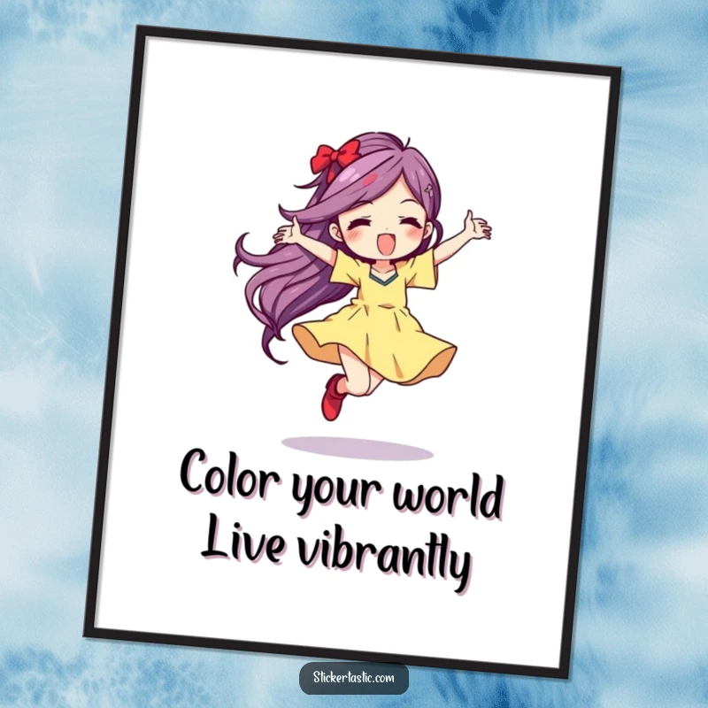 Funny Free Printable Wall Art: Character dancing wildly, leaving a streak of vibrant color, bringing dynamic energy to the space.