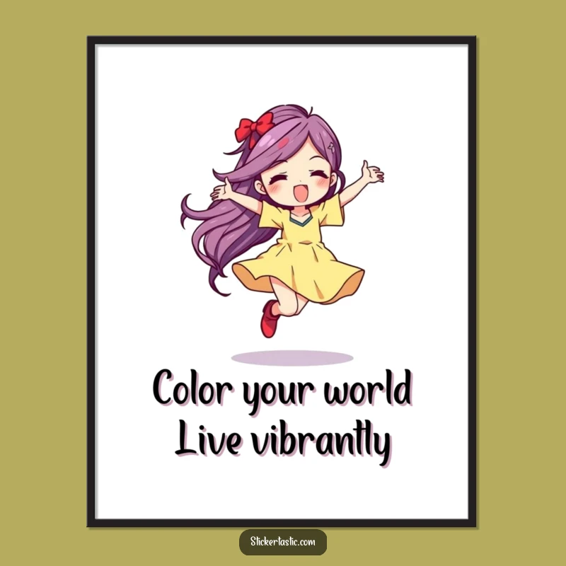 Free Printable Wall Art: Wildly Dancing Character, Vibrant Color Streak, Funny Downloadable Art