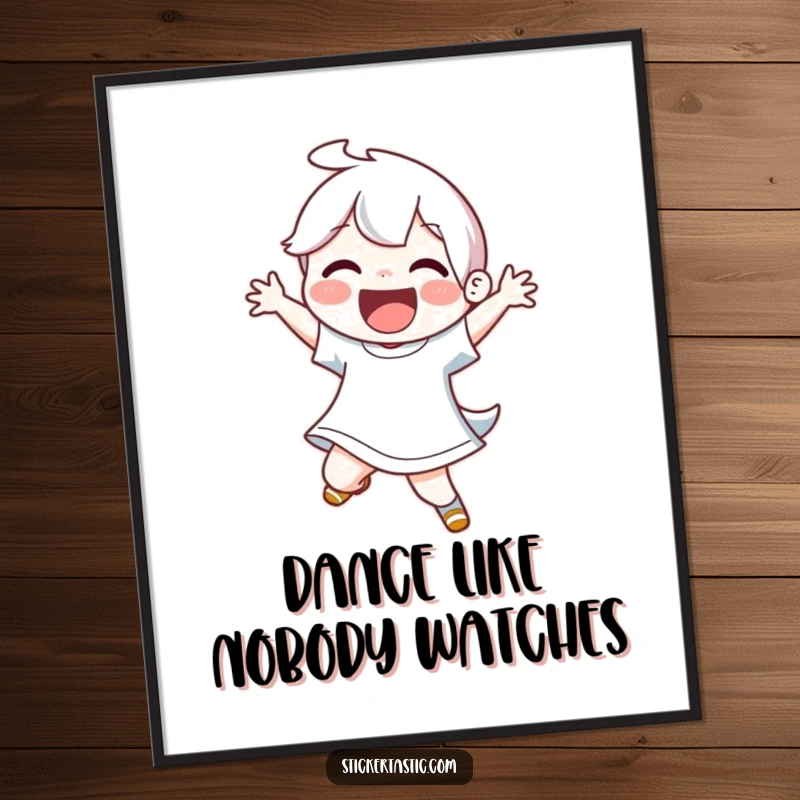 Funny Free Printable Wall Art: A joyful character captured in a spontaneous, high-energy dance move.