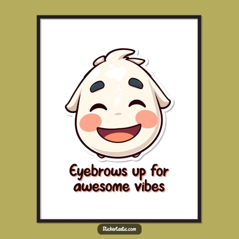 Free Printable Wall Art: Funny Sticker Character Eyebrow Wiggle, Quirky Downloadable Art