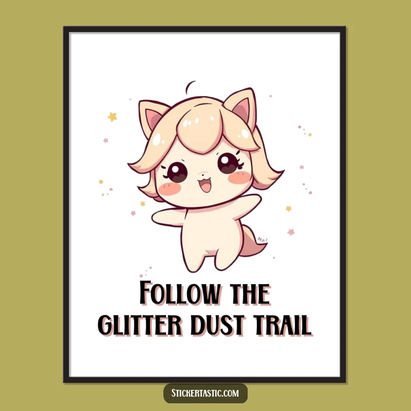 Free Printable Wall Art: Playful Character Leaving A Trail Of Glitter