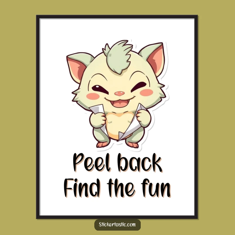 Free Printable Mischievous Creature Sticker Art - Playful Downloadable Decor