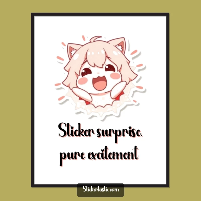 Free Printable Wall Art: Bursting Sticker Character, High-Energy Downloadable Decor