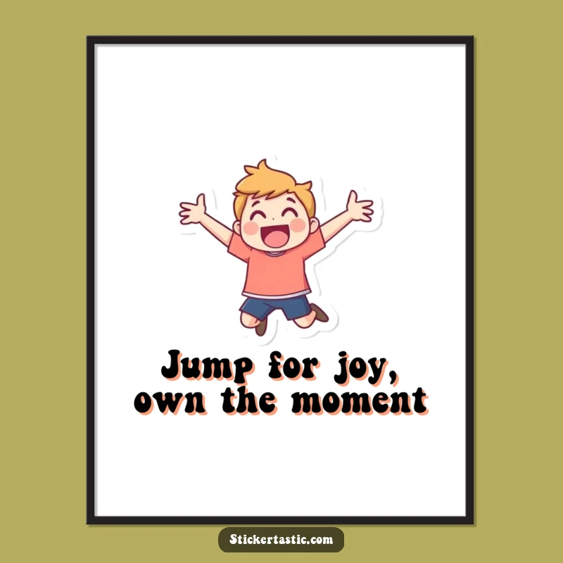 Free Printable Wall Art: Energetic Character Leaping - Funny Downloadable Art