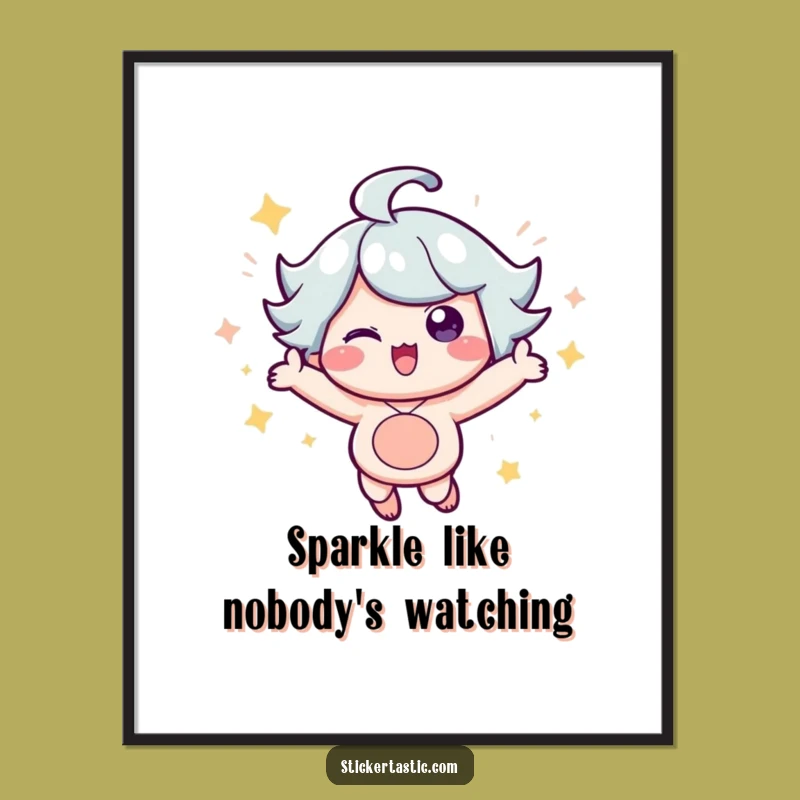 Free Printable Wall Art: Energetic Sparkle Character Bouncing With Pure Joy