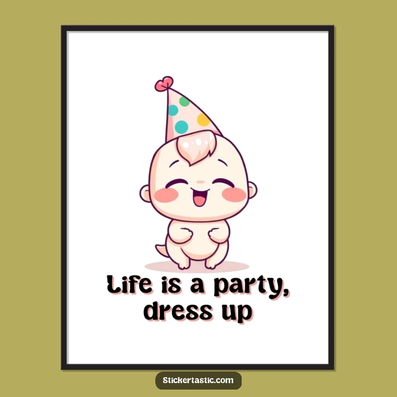 Free Printable Wall Art: Giggling Party Character Silly Hat Funny Downloadable Decor