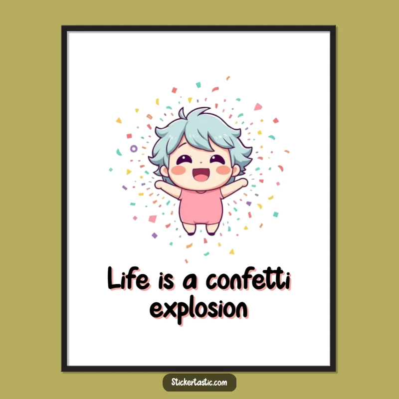 Free Printable Wall Art: Happy Character Confetti Explosion Funny Downloadable Decor