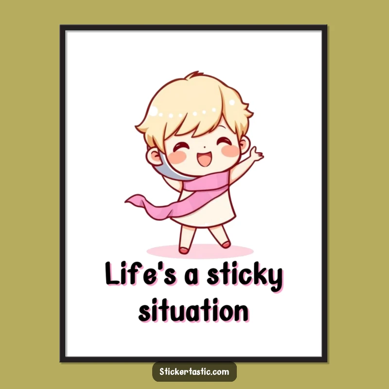 Free Printable Wall Art: Happy Character Dancing With A Roll Of Tape