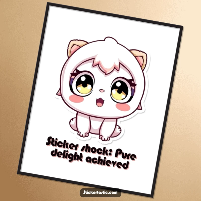 Funny Free Printable Wall Art: Character with wide eyes looking up in awe at a mesmerizing animated sticker.