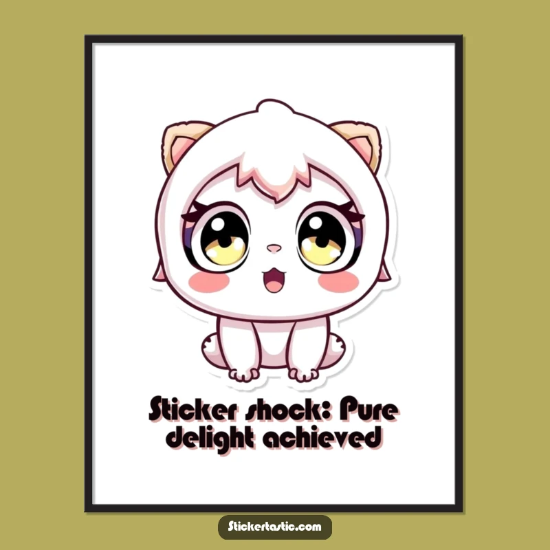 Funny Free Printable Wall Art: Awestruck Sticker Gazer, Quirky Downloadable Decor for Your Space