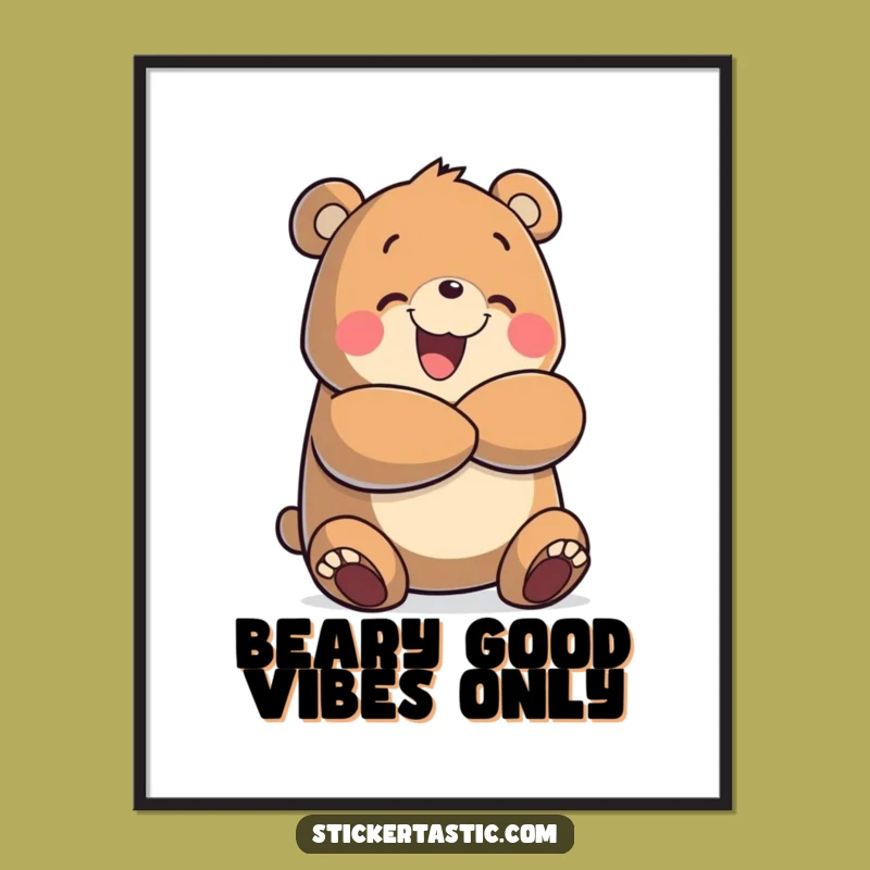 Funny Free Printable Wall Art: Cheerful Bear Hug - Humorous Downloadable Decor