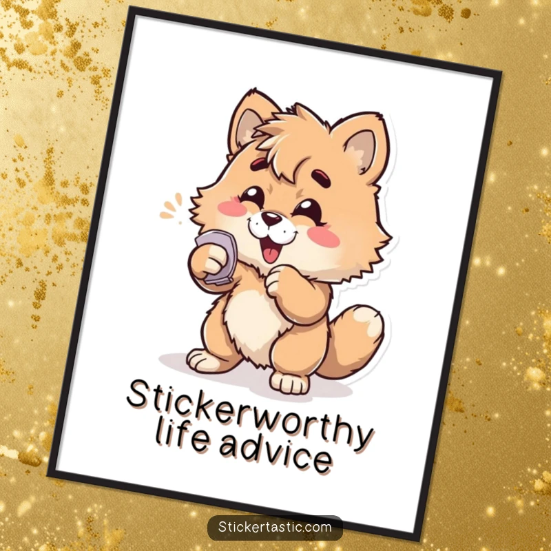 Funny Free Printable Wall Art: A furry character's energetic sticker slap, bringing quirky charm and a smile to any room.