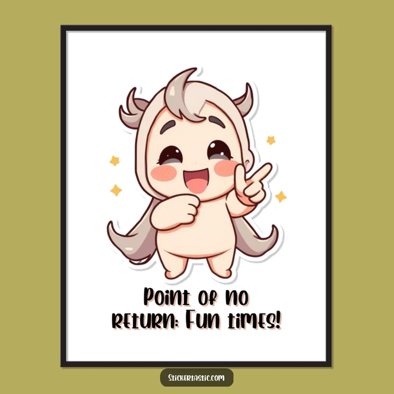 Funny Free Printable Wall Art: Sticker Pointing Character, Quirky Downloadable Decor for Your Home