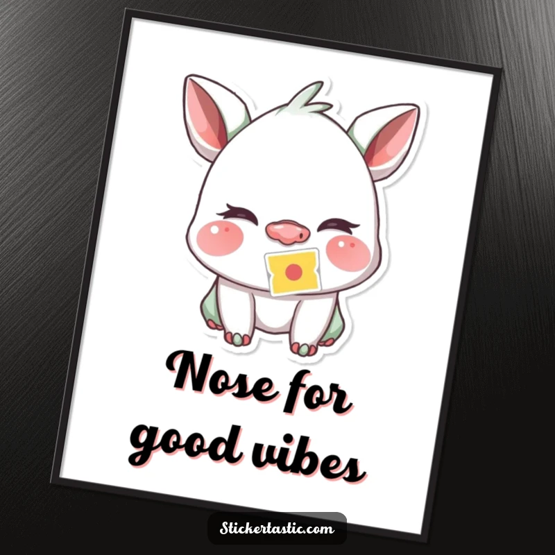 Funny Free Printable Wall Art: A creature winks flirtatiously, a sticker perched on its nose, creating a whimsical and charming piece.