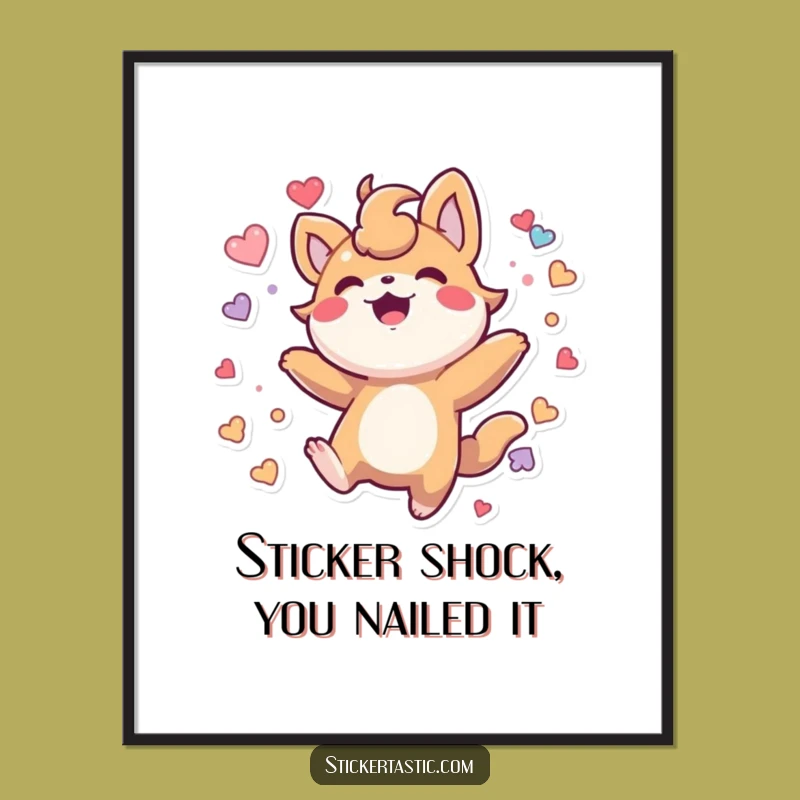 Humorous Free Printable Wall Art: Bouncing Sticker Creature - Quirky Downloadable Decor