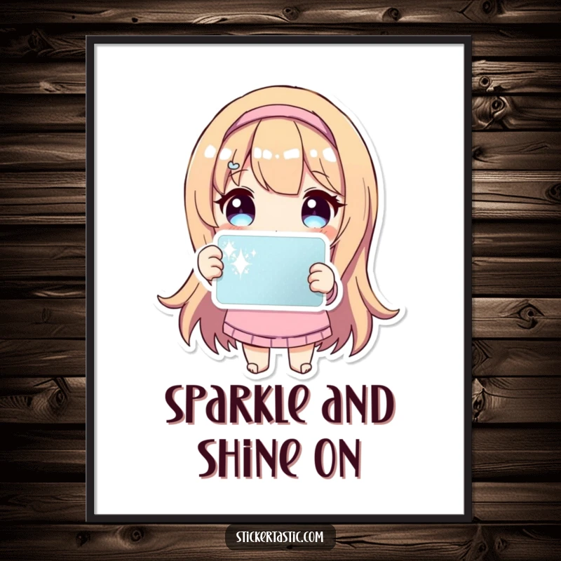 Funny Free Printable Wall Art: Character proudly displays a shimmering sticker, radiating pure, quirky delight, a DIY decor.