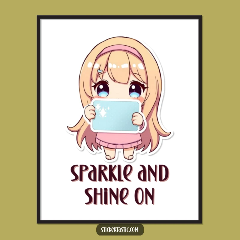 Humorous Free Printable Wall Art: Sparkle Sticker Character - Quirky Downloadable Decor