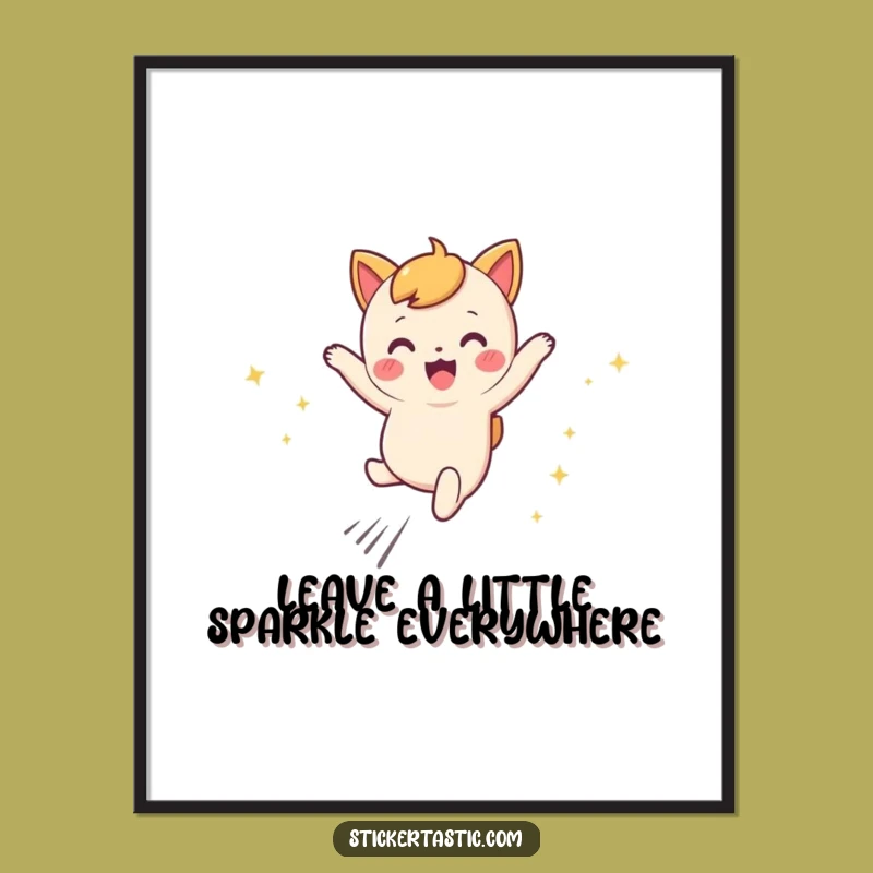 Free Printable Wall Art: Sparkly Leaping Character, Funny Downloadable Decor