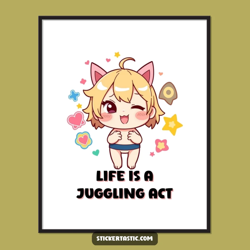 Mischievous Sticker Juggler Free Printable Wall Art for Laughs!