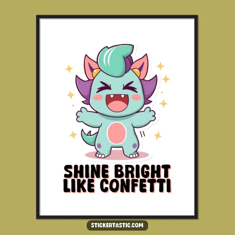 Free Printable Wall Art: Triumphant Roar, Sparkle Accents, Funny Downloadable Art