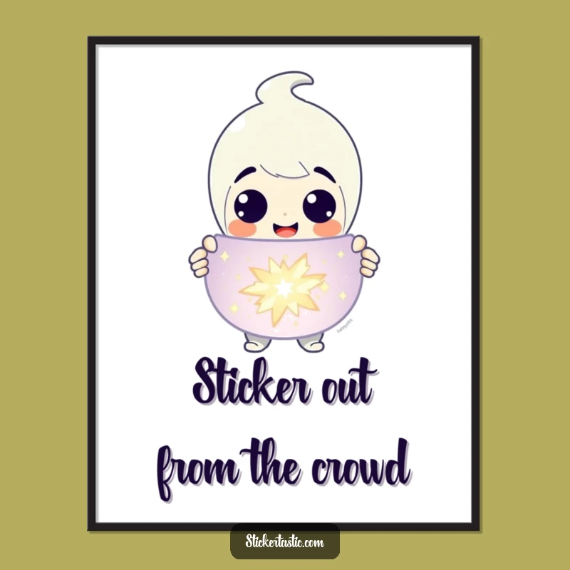 Free Printable Wall Art: Grinning Character With A Giant Sparkling Sticker