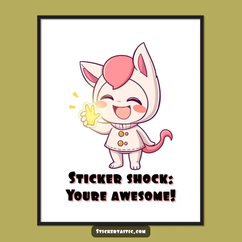 Funny Free Printable Wall Art: Giggling Sticker Character, Quirky Downloadable Decor