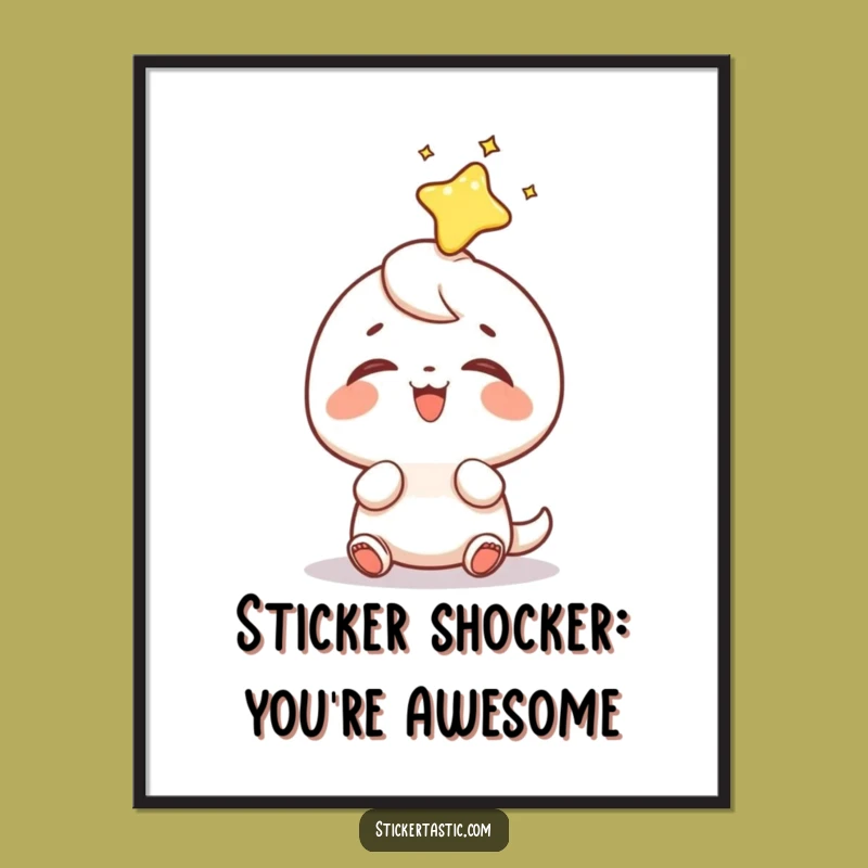 Funny Free Printable Wall Art: Giggling Sticker Character Downloadable Art Gift