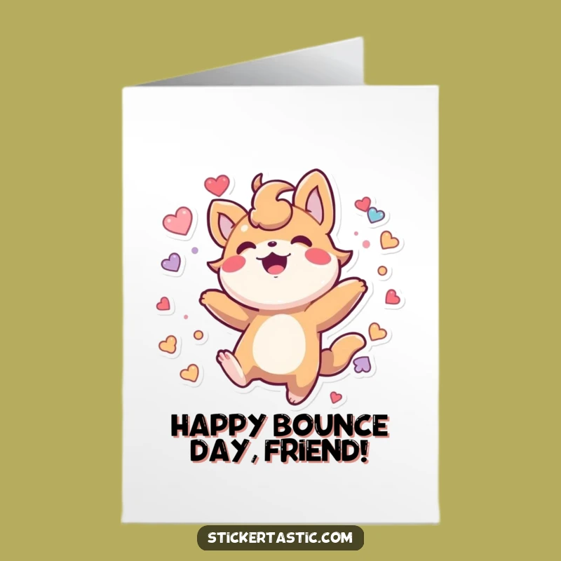 Free Printable Birthday Card: Bouncing Sticker Creature - Fun Downloadable Gift Idea