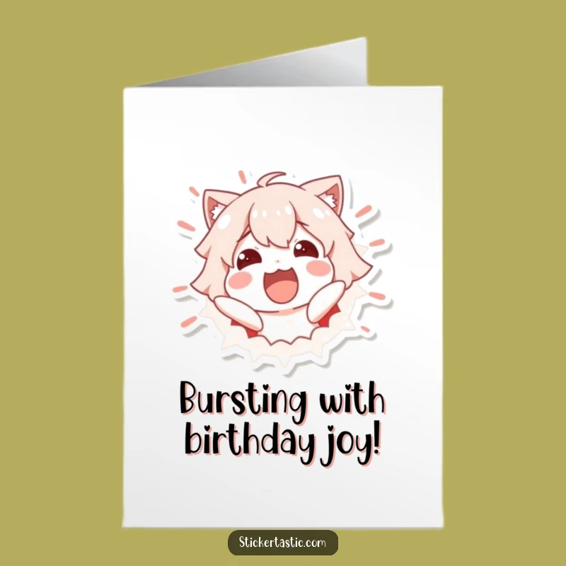 Free Printable Birthday Card: Bursting Sticker Character, Exciting Downloadable Fun Gift