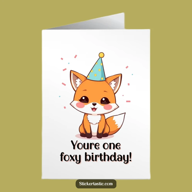 Free Printable Birthday Card: Funny Fox Party - Downloadable Celebration Gift
