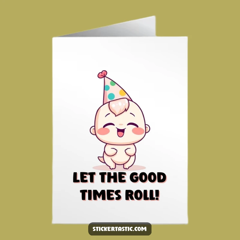Free Printable Birthday Card: Giggling Party Character Funny Downloadable Gift for Celebrations