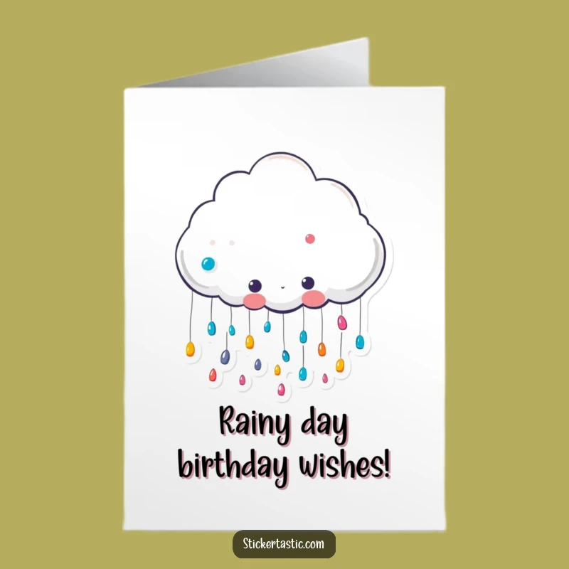Free Printable Cloud Birthday Card: Funny Sticker Rain DIY Downloadable