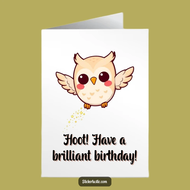 Free Printable Happy Birthday Owl Card: Glitter Trail Downloadable Funny Gift