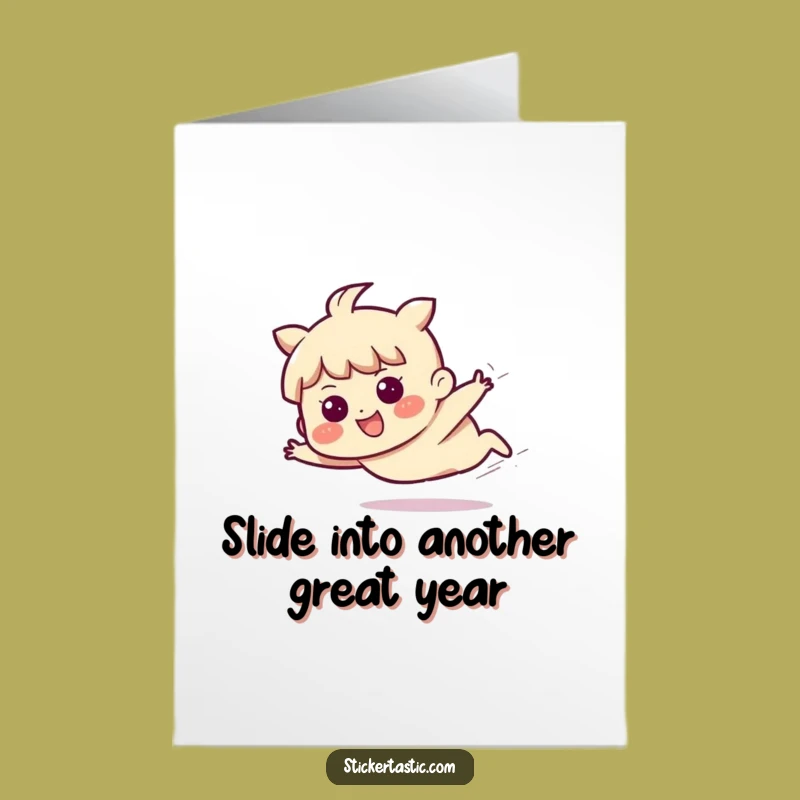 Free Printable Sliding Birthday Card: Funny Determined Character Downloadable Greeting