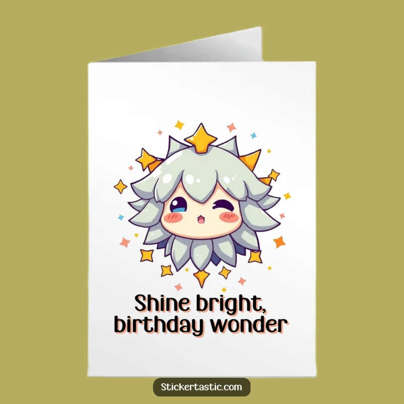 Free Printable Star Burst Birthday Card: Colorful Character Celebration Downloadable Greeting