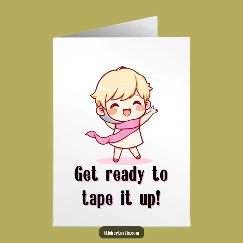 Free Printable Birthday Card: Tape Dancing Character Celebrating Hilariously
