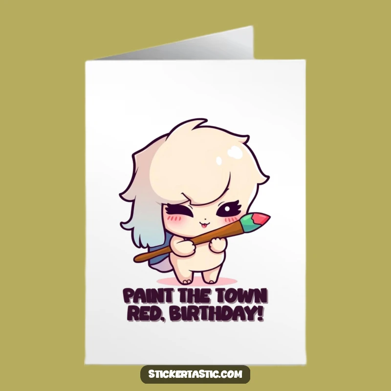 Free Printable Winking Painter Birthday Card - Funny Downloadable Creative Gift