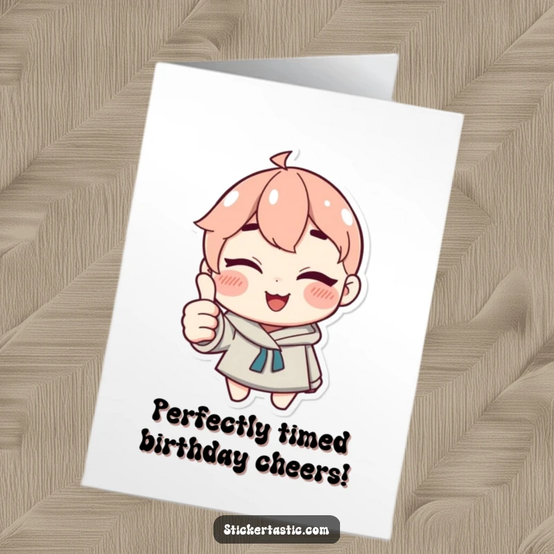 Funny Free Printable Birthday Card: Winking character gives thumbs up with sticker, a totally awesome downloadable birthday wish.
