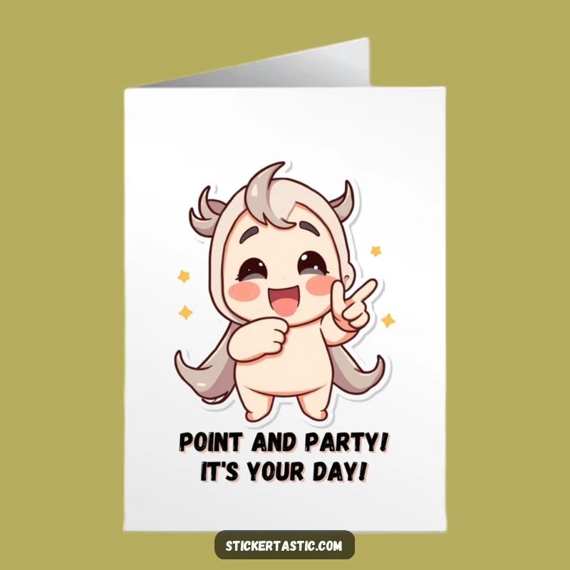 Funny Free Printable Birthday Card: Animated Sticker Pointing Fun Downloadable Gift