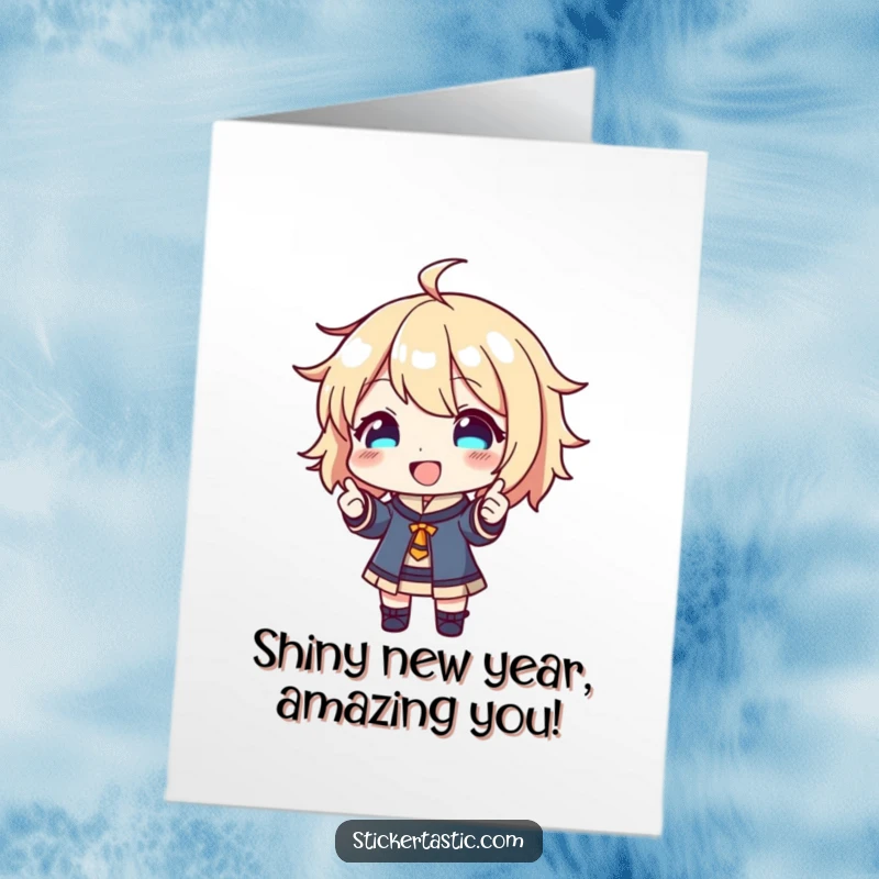 Funny Free Printable Birthday Card: Happy character shows off shiny new sticker, a delightful and downloadable birthday wish.