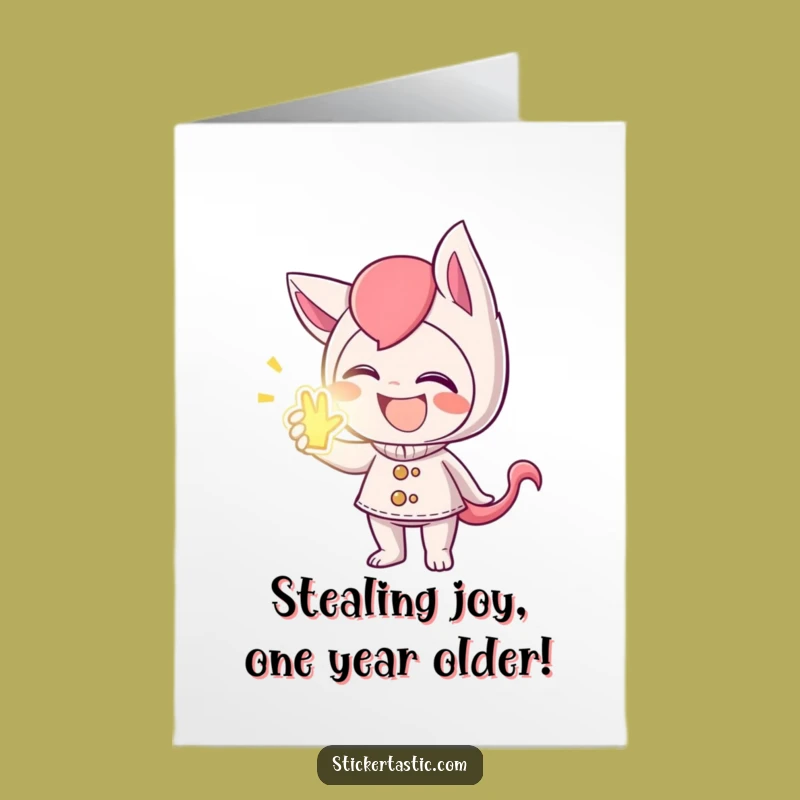 Funny Free Printable Birthday Card: Mischievous Sticker Giggler, Instant Download Gift