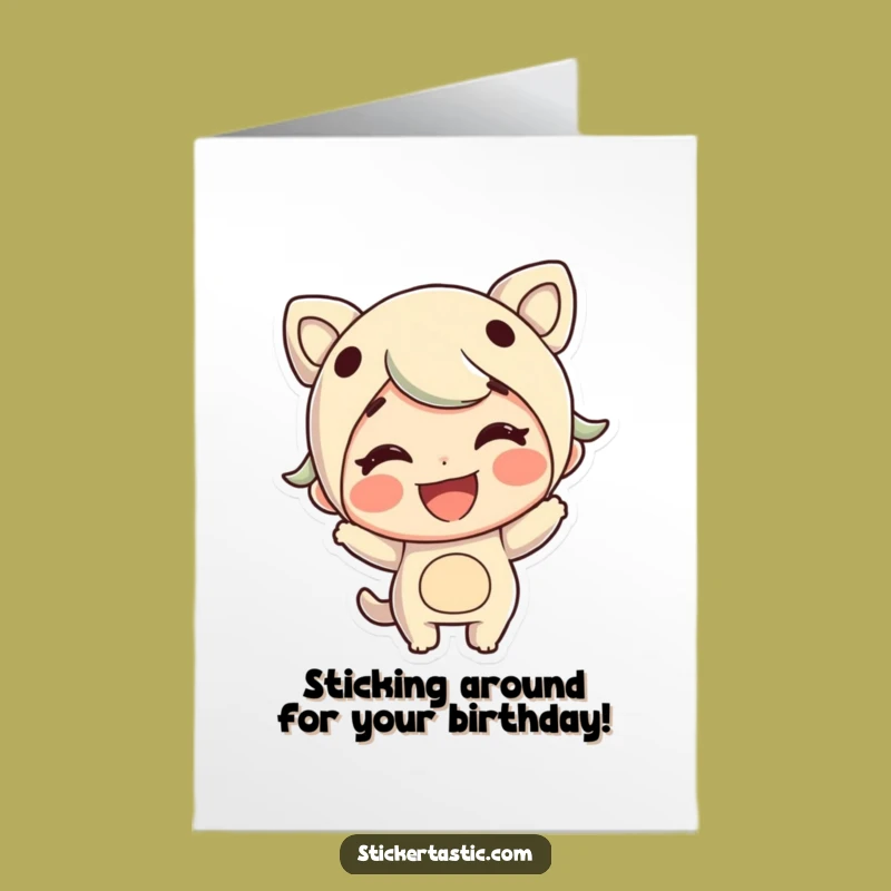 Free Printable Birthday Card: Sticker Character Funny Downloadable Gift
