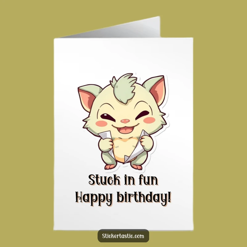 Free Printable Mischievous Creature Sticker Prank Birthday Card - Funny Downloadable