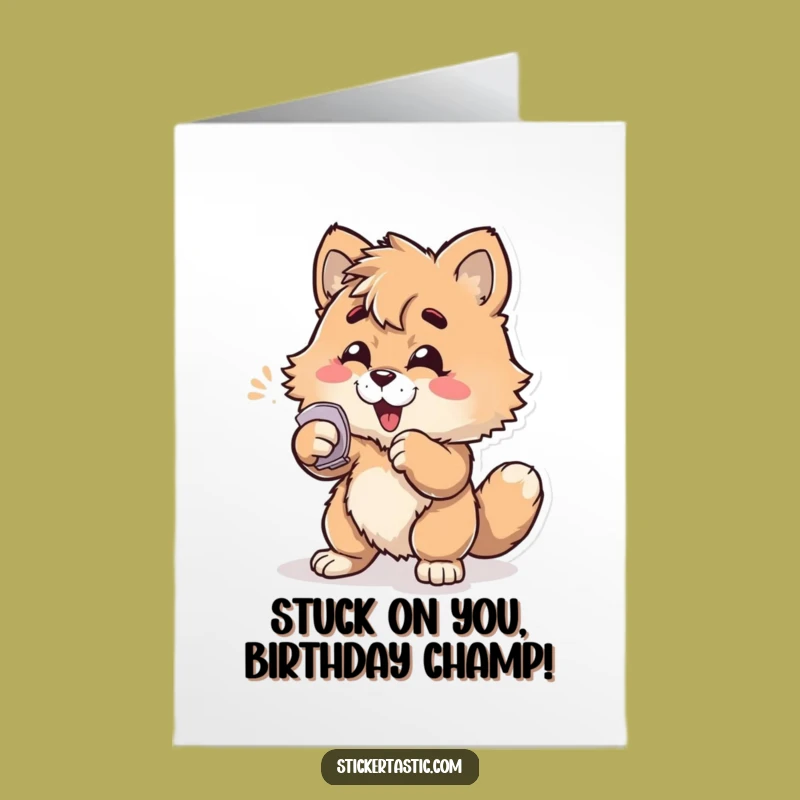 Free Printable Funny Birthday Card: Furry Sticker Slap - Hilarious Downloadable Gift