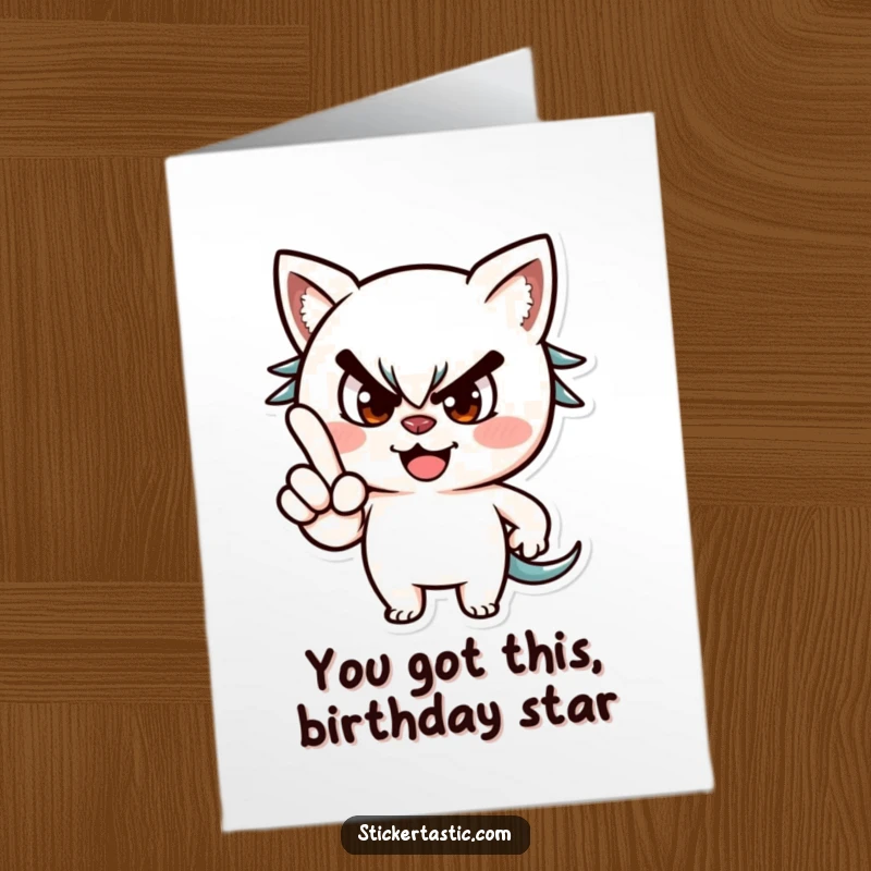 Funny Free Printable Birthday Card: A mischievous character winks playfully while pointing a finger, sharing a secret birthday joke.