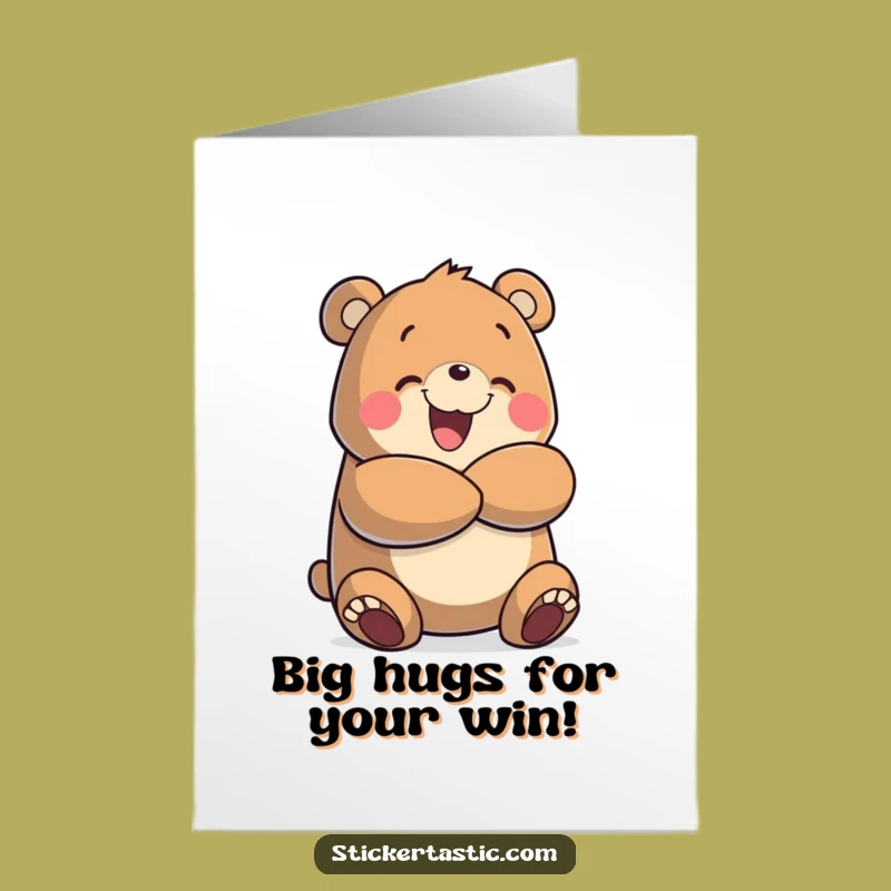 Free Printable Congrats Card: Funny Bear Hug - Downloadable Celebration Gift